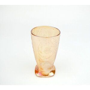 Jeanette Floragold Vintage Iridescent Amber Floral Design Glass Tumbler